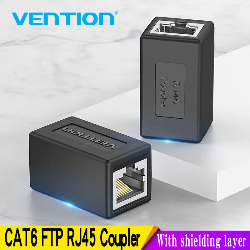 Vention Cat6 Connector FTP Cat7/6a Ethernet Adapter 8P8C Network Extender Extension Cable for Ethernet Cable RJ45 Connector 5pcs