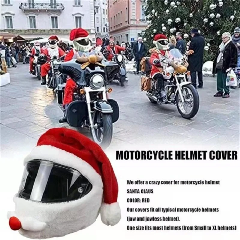 Plush Creative Santa Hat Motorcycle Helmet Cover Christmas Style Helmet Cover