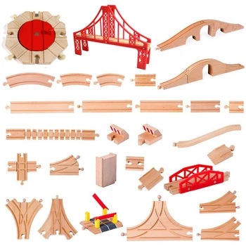 1Pcs Houten Spoor Onderdelen Beuken Houten Trein Spoor Racing Spoorweg Trein Speelgoed Accessoires Fit Voor Merk Tracks Voor Kinderen gift