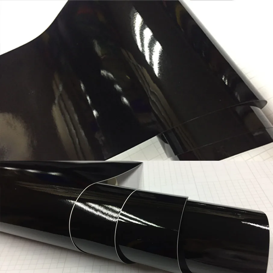 HOT Selling 50X150/200/300/500CM Shiny Glossy Black Vinyl Film With Air Bubble Free Gloss Black Car Wrap Foil Car Sticker Decal