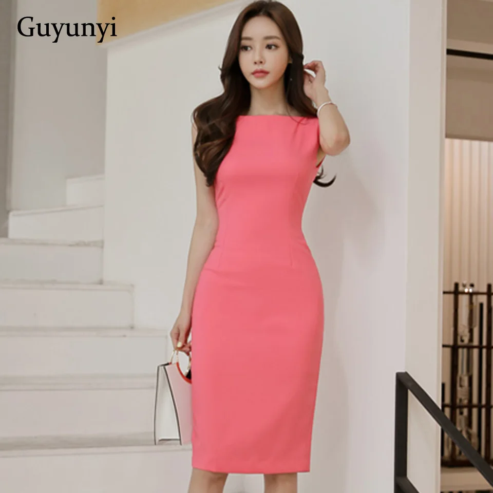 Minimalist Office Lady Dress Summer Plain Sleeveless High Waist Tight Dress Temperament Elegant Party Women's Dresses