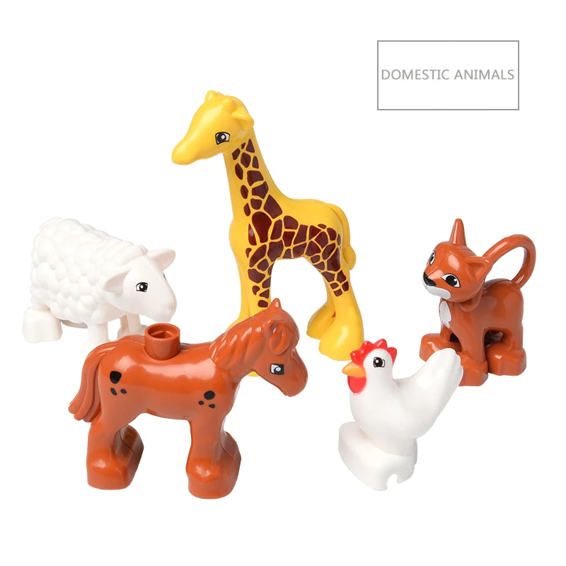 Zoo Tier Große Größe Bausteine Ziegel Teile Zubehör Interessant Baby Montessori Bildungs Montieren Spielzeug Für Kinder Geschenk