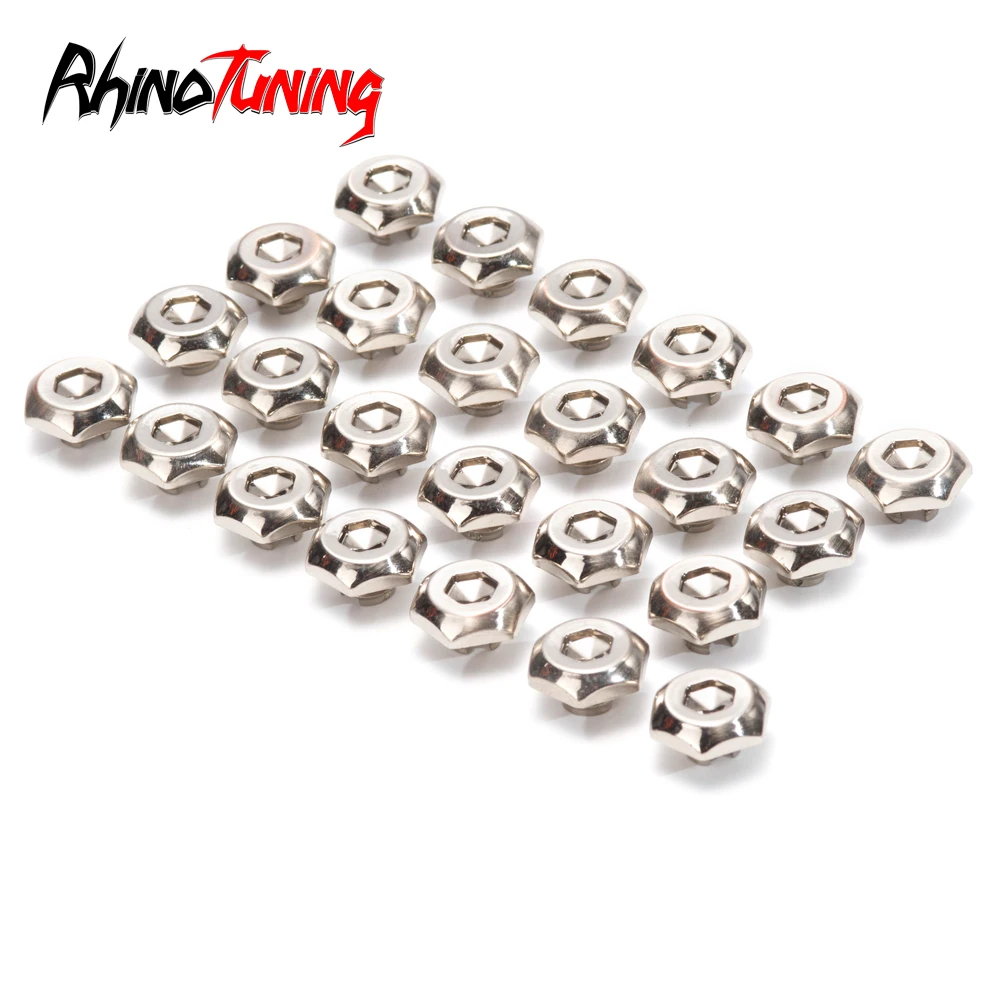 100pcs 8mm Alloy Wheel Rivets Nuts For Rims Cap Lip Screw Bolt Tires Silver Brushed Decoration Studs Car Accessories