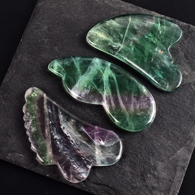 Color Fluorite Gua Sha Massage Tool Natural Stone Health Care Face Tools SPA Acupuncture Scraping Body Beauty Crystal Massager