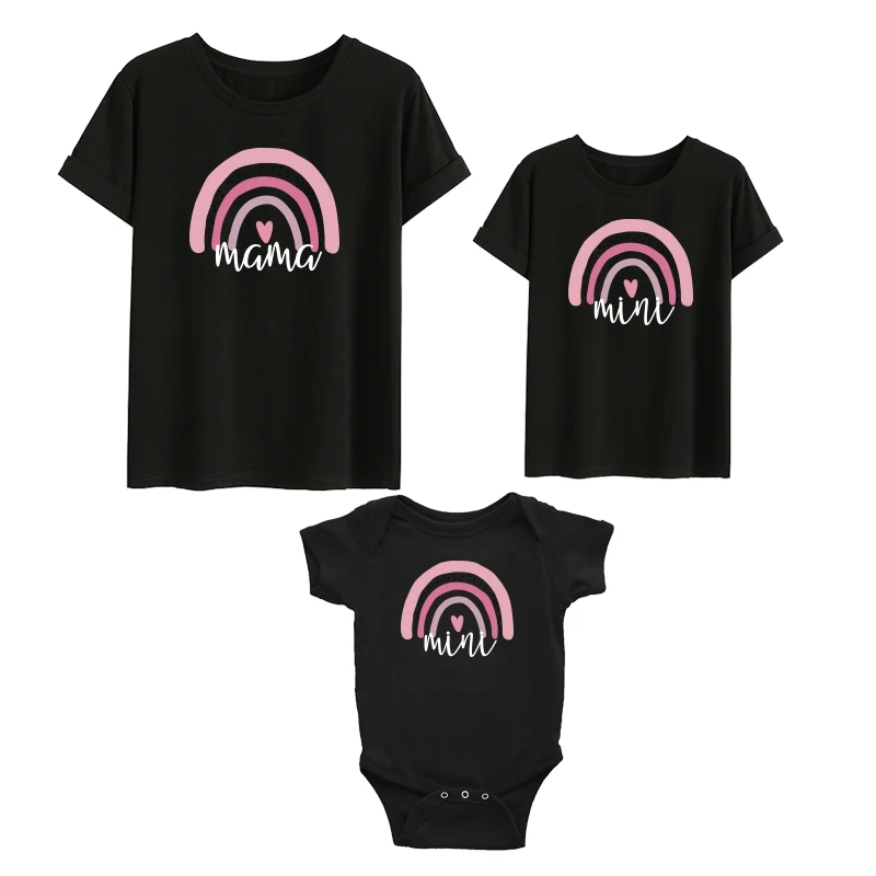 Family Matching Outfits Mother Kids Fashion T-shirt Summer Mother And Kids Matching Outfit Tops Mother Daughter Matching Clothes