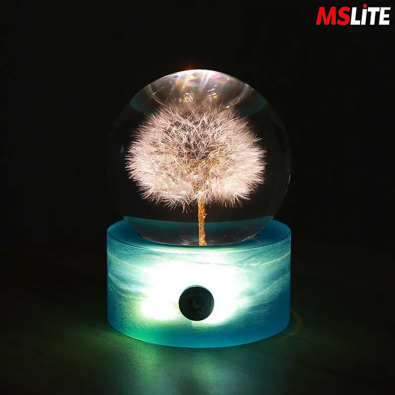 

Teacher's Day Valentine's Day Gift Resin Dandelion Crystal Ball Touch Night Light Creative Small Table Lamp Craft Decoration