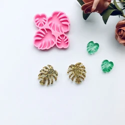 Monstera Leaves Ear Studs Combination Earring Mold Epoxy Resin Jewelry Mold Resin Casting Pendant Mold for Diy