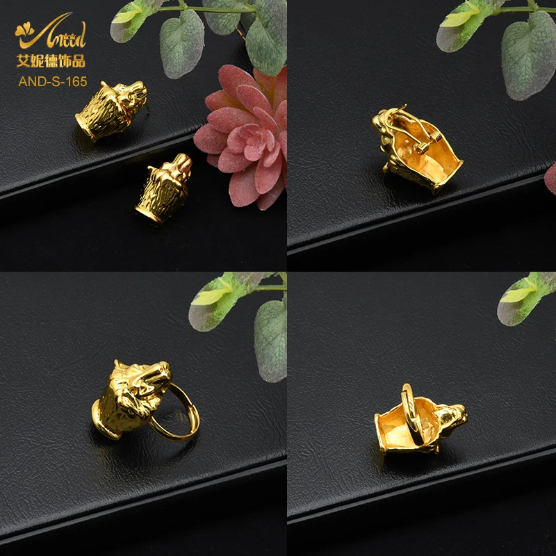 ANIID Dubai African Jewelry Sets For Women Big Animal Indian 24K Gold Color Jewelery Nigerian Necklace Ring Earring Wedding