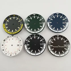 36.5mm Black/White/Green/Blue Watch Dial With Chapter Ring Fit NH35 NH35A automatic movement