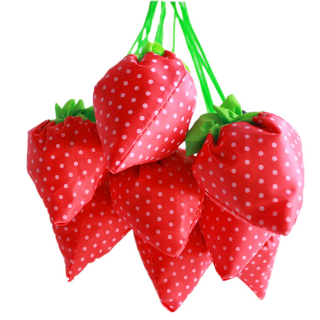 Strawberry Shape Shopping Bag Portable Shopping Bag Strawberry Folding Reusable Compact Eco Recycling Use Shopping Bag