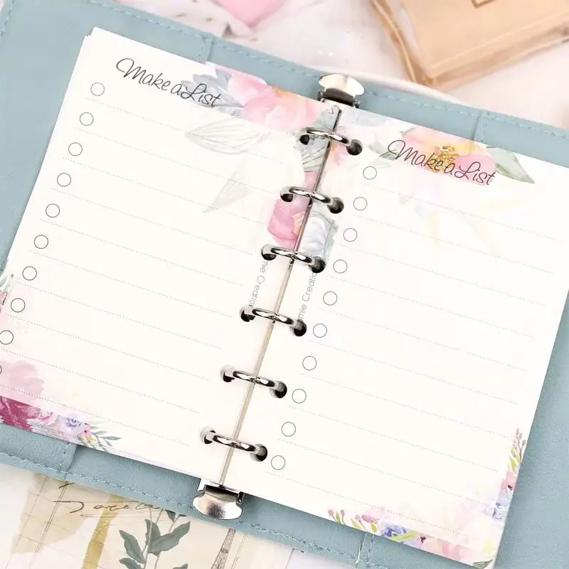 Sharkbang 20/40 sheets Kawaii Floral A5 A6 Loose leaf Notebook Refill Paper Weekly Monthly List Planner Agenda Stationery