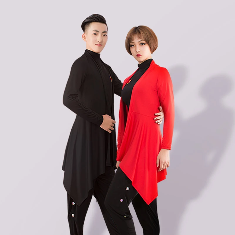 New Latin Dance Tops 2020 Men Dance Pracitce Clothes Women Ballroom Dance Clothing Professional Dancing Tops Black Coat BL3406