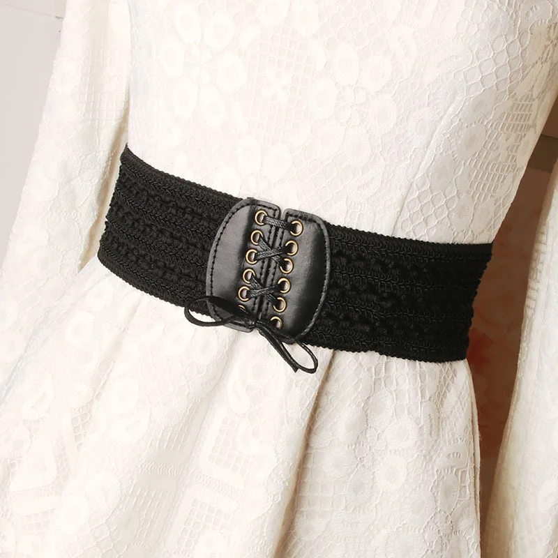 70cm Female Fashion Black Waistband Wide Waist Elastic Stretch Belt for Women Cinch Waistband Dress Coat Clothing Accessories