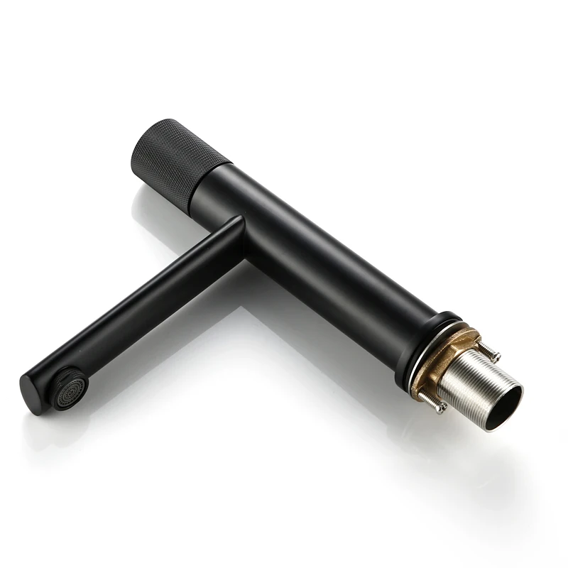 Imagem -02 - Smesiteli Torneira Curta de Latão Torneira Pia de Banheiro Preta Água Fria e Quente Torneira Montada no Gabinete de Alta Qualidade