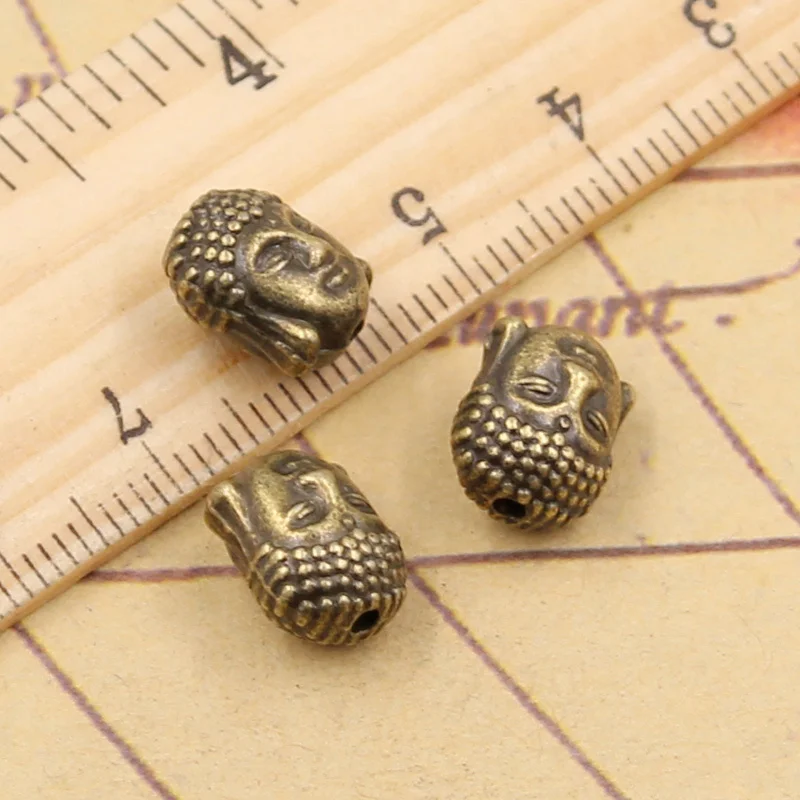 10pcs Charms Buddha Head 11x9x7mm Tibetan Bronze Silver Color Pendants Antique Jewelry Making DIY Handmade Craft