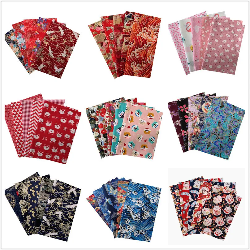 Japanese Cotton Printed Patchwork Fabric Quilting Material For Sewing Dolls And Bags Needlework Accessories 20x25cm/Pcs TJ0361