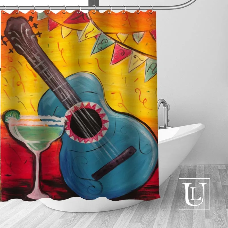 Custom guitar Curtain Fabric Modern Shower Curtain bathroom beautiful Curtains Bath decor Polyester Cloth Waterproof