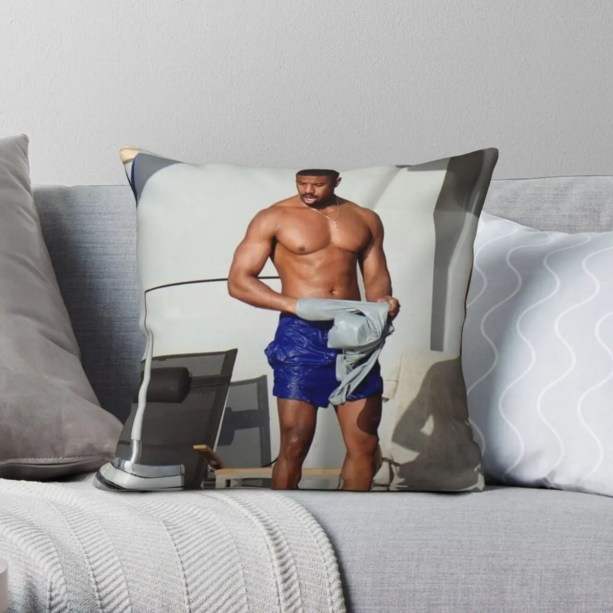 Michael B. Jordan Swimming In Saint Bart Square Pillowcase Polyester Linen Velvet Zip Decorative Pillow Case Room Cushion Cover