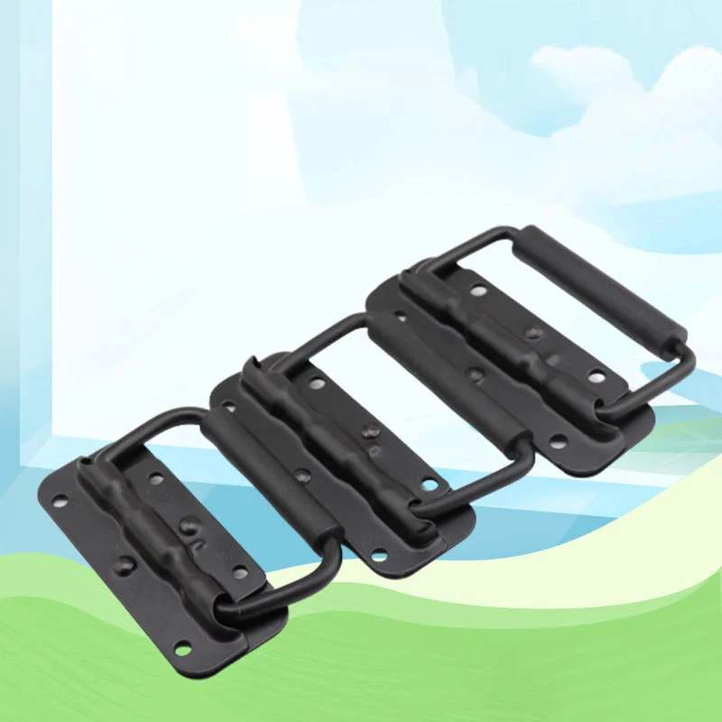 Picture 3: Black Spring Handle Folding Handle Tool Box Movable Ring Furniture Handle Industrial Equipment Cabinet Handle Activity Knobs