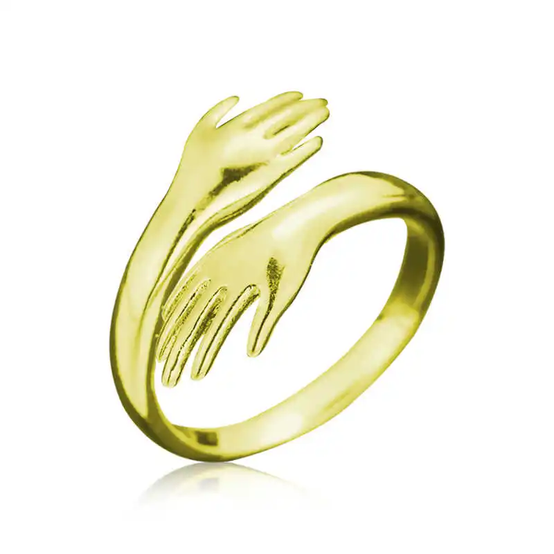 Silver Gold Wrap Hands Ring