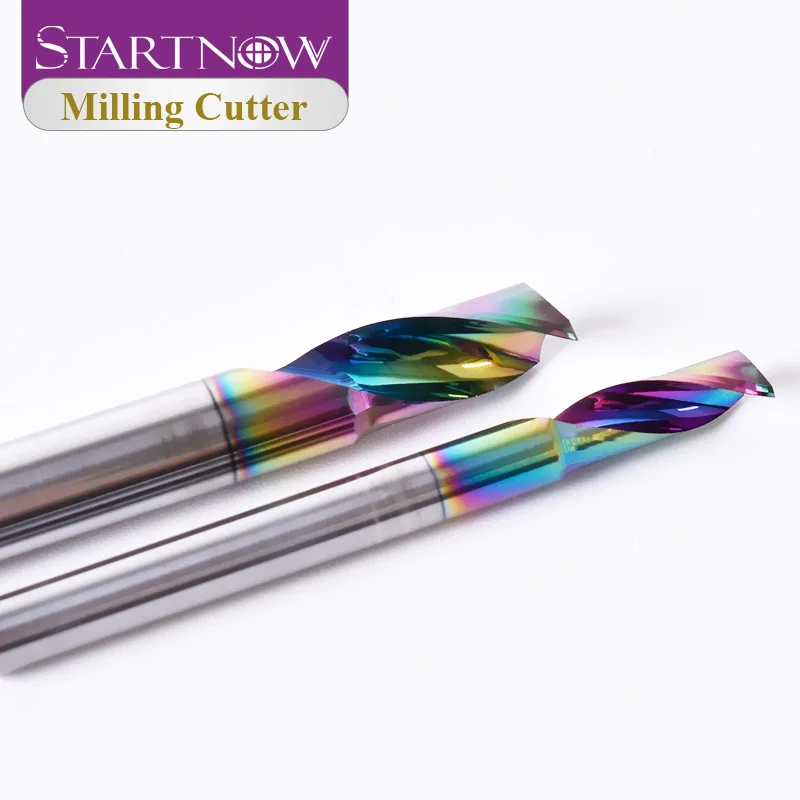 Startnow 5Pcs/Lot DLC Coating Milling Cutters For Aluminium One Flute Spiral Bits End Mill Engraving CNC Router Engraving Bit