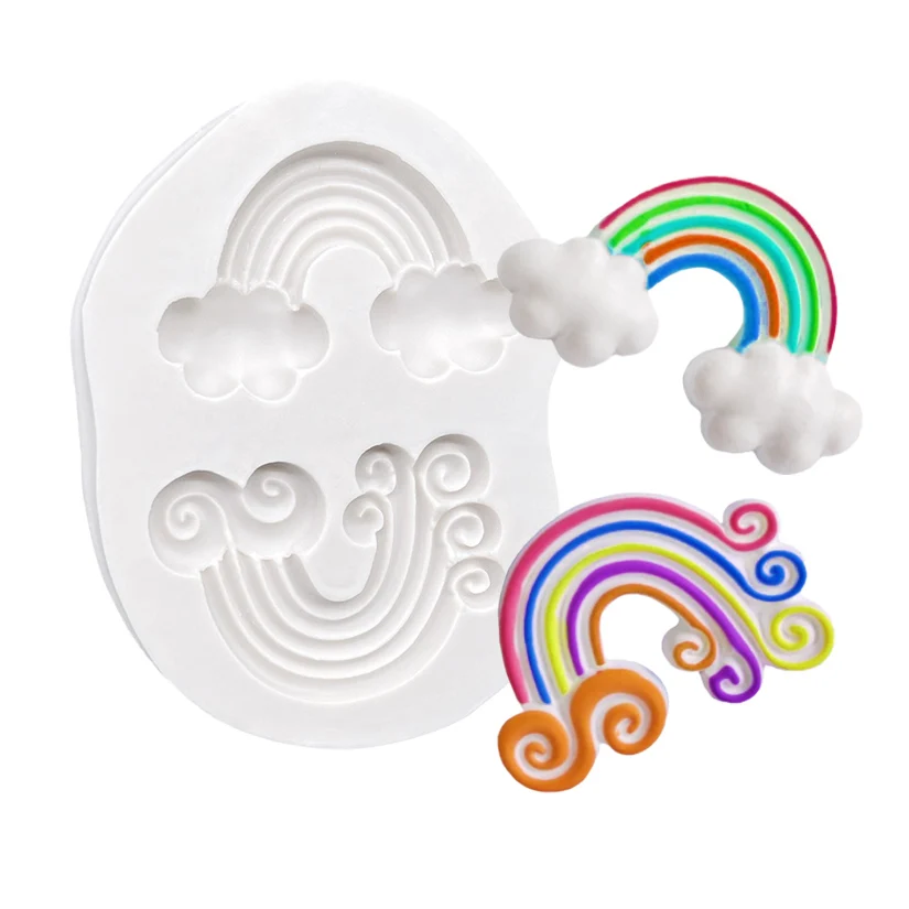 Rainbow Silicone Cake Baking Mold Sugarcraft Chocolate Cupcake Baking Mould Resin Tools Fondant Cake Decorating Tools