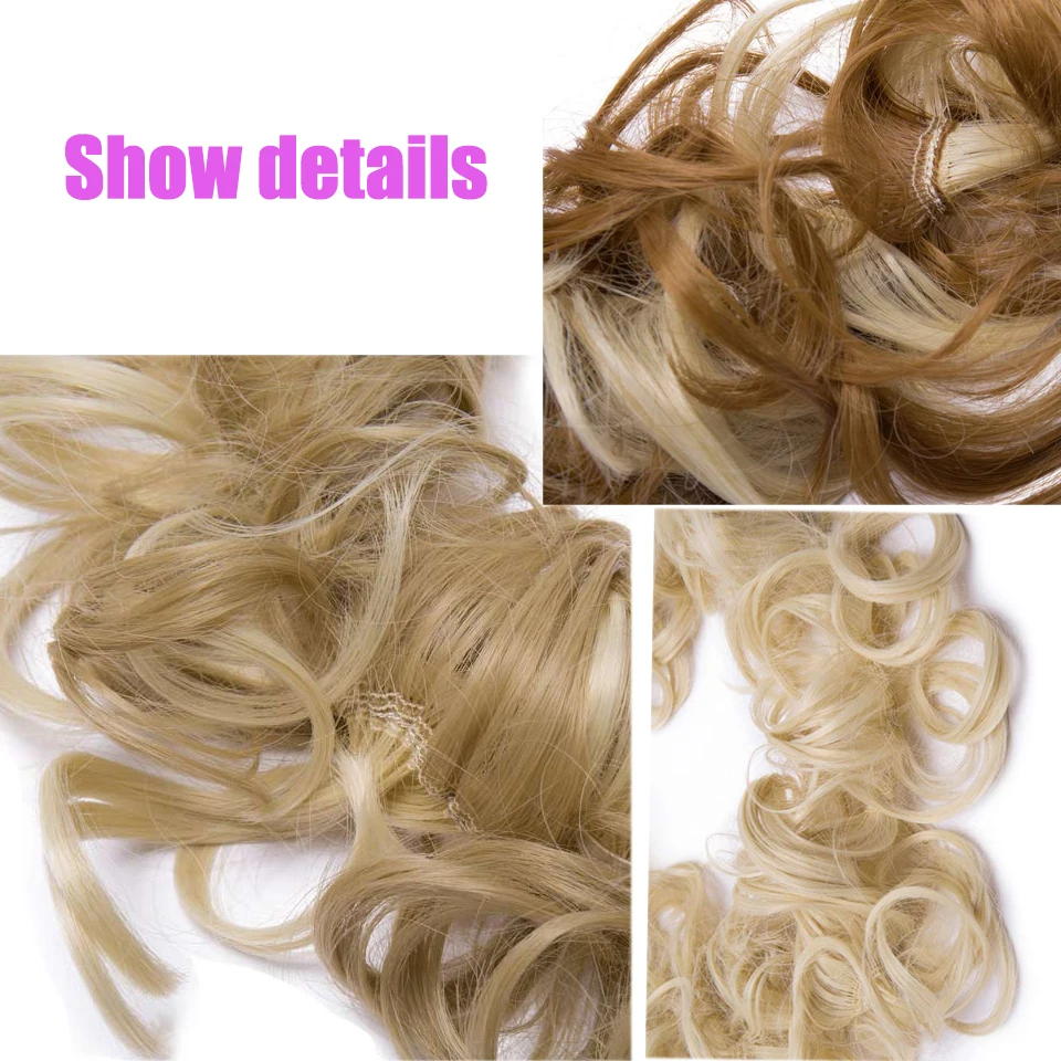 MEIFAN Synthetic Short Curly Chignon Hair Bun Elastic Rubber Band Drawstring Updo Hair Buns Wig Clip In Ponytail Hair Extension