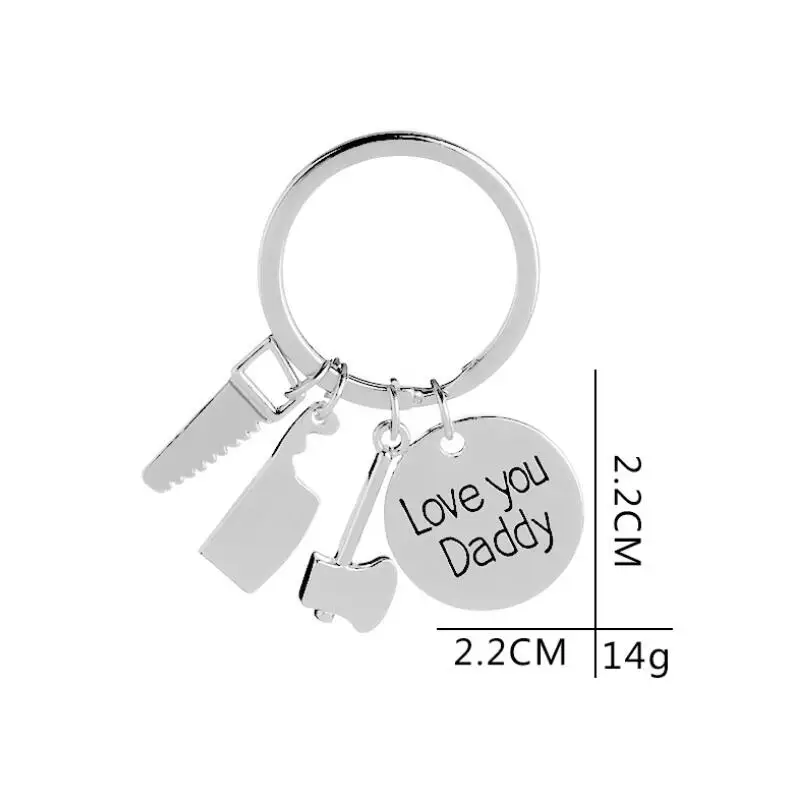 Zinc Alloy Keychain For Father Day Love You Daddy Key Chain Hammer Screwdriver Wrench Charms Keys Buckle LX7957