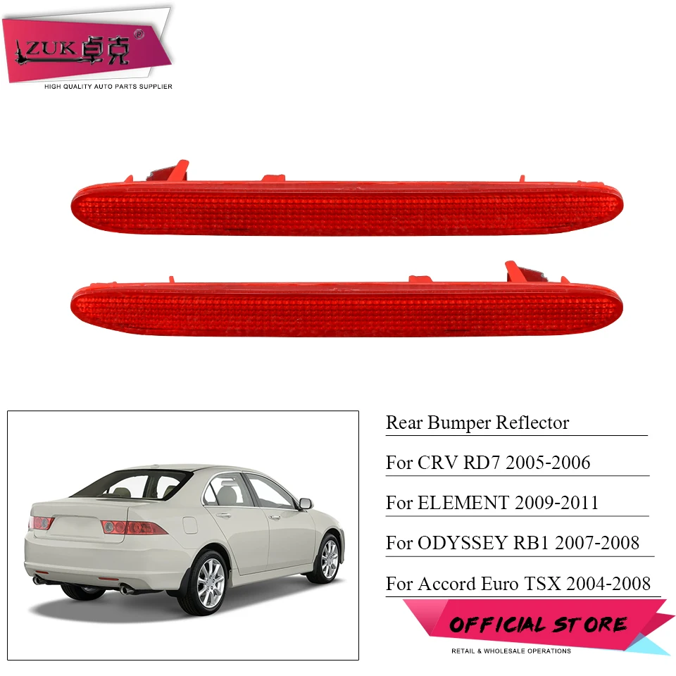 ZUK Rear Bumper Fog Light Foglight Reflector Lamp For Acura TSX Euro ACCORD CL7 CL9 2004-2008 ODYSSEY RB1 2007 2008 CRV Element