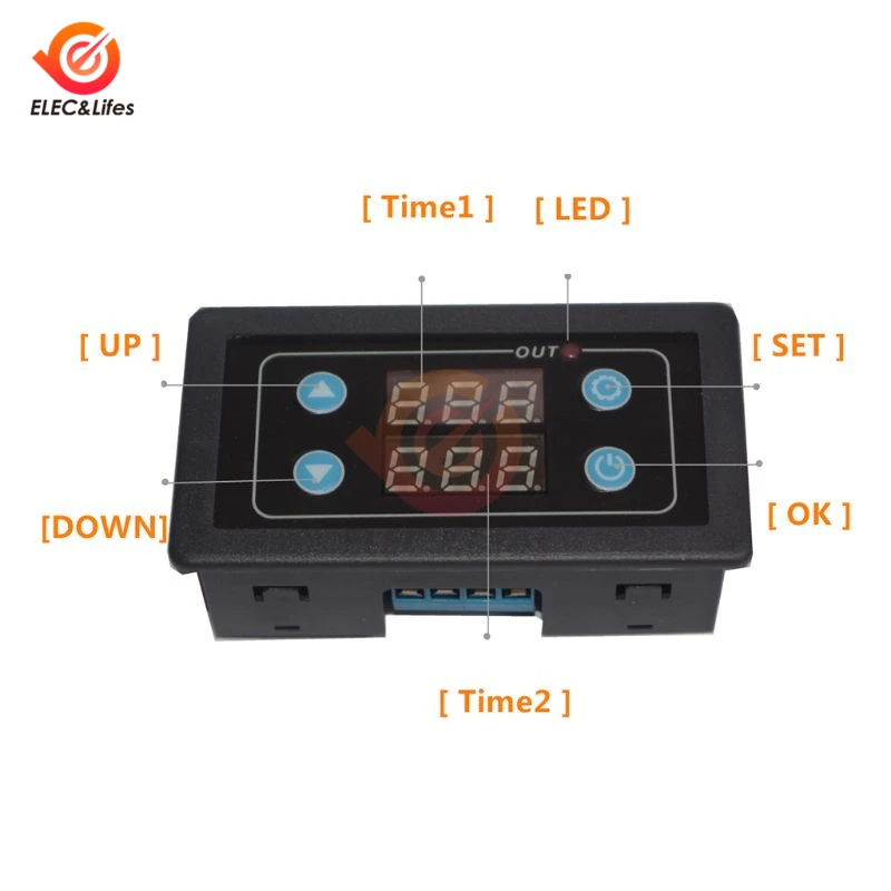 Modulo relè temporizzato Display a LED relè temporizzato digitale elettronico DC 5V 12V 24V ca 85V-265V interruttore di controllo Trigger