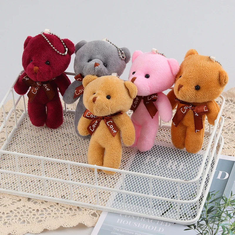 5pc Kawaii Mini Plush Bear Toy Wedding Birthday Gift Promotion Bear Gift Children Students Girls Boys Keychain Toy Gift 12CM