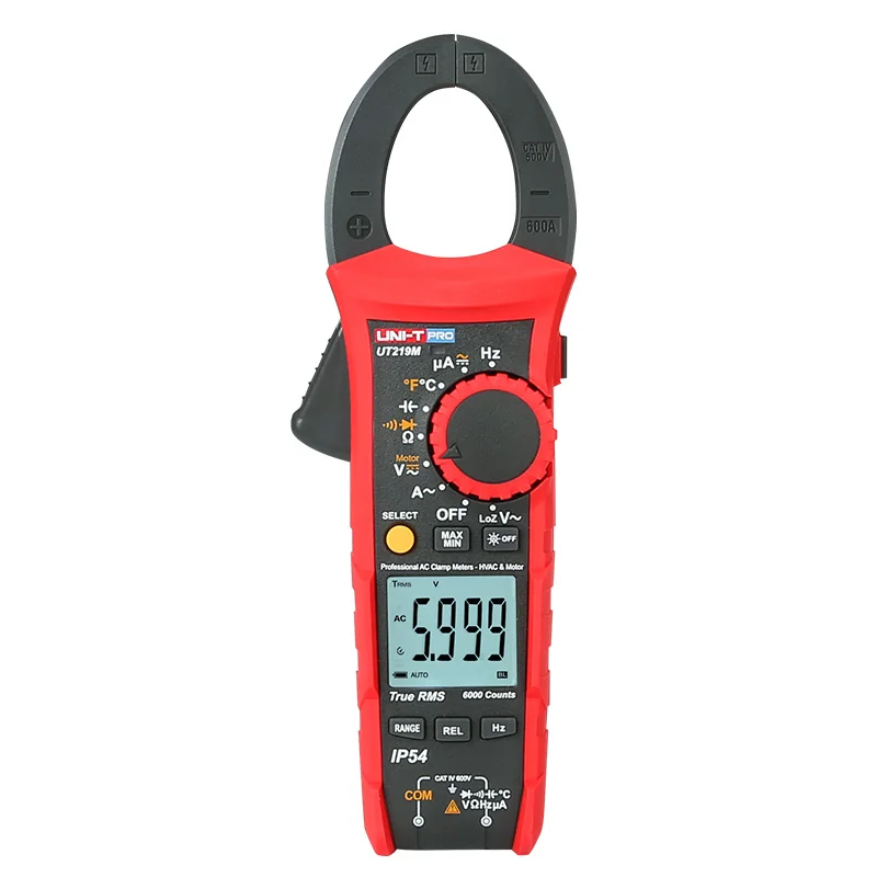 UNI-T UT219M true RMS Professional Clamp Meter; IP54 dust/waterproof digital ammeter, Auto backlight/temperature test