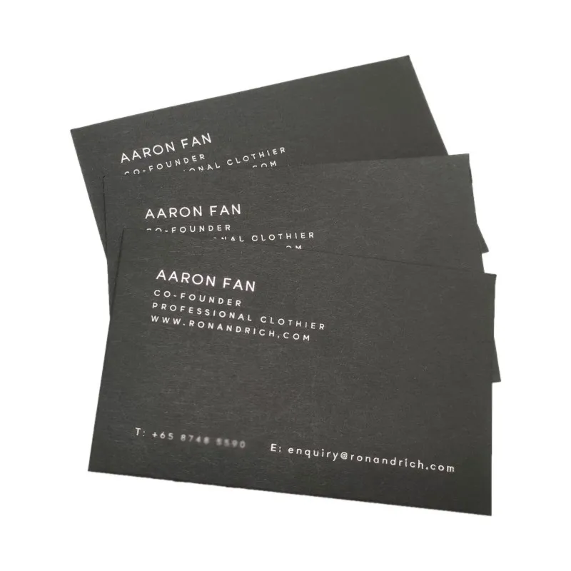 

200pcs Silver foi Business Cards Printed On 500gsm Uncoated Black Paper Foil On Double Sided Name Card