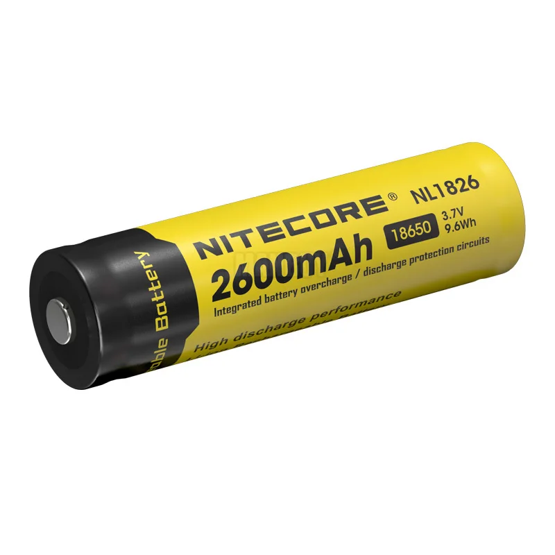 2024 Original NITECORE NL1826/NL186 2600mAh 3.7V 9.6Wh Protected 18650 Li-ion Rechargeable Battery Button Top High Drain Devices