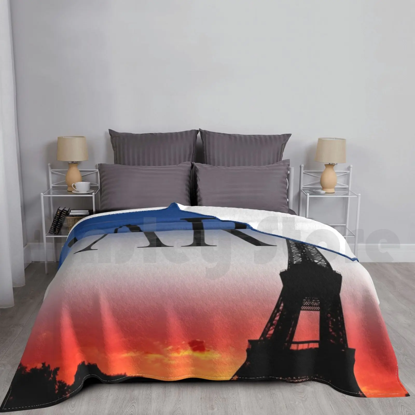 

Paris Eiffel Tower Blanket Super Soft Warm Light Thin Eiffel Tower Paris Silhouette France French Franc Blue White Red Flag