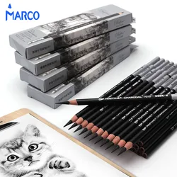 Marco Sketch Pencil Soft Hard Charcoal Pencil 2H 4B 6B 8B White Charcoal Professional Beginner Sketch Set Student Art Supplies