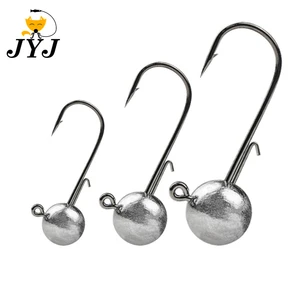 10pcs/lot big big head jigs hook 1g-20g 모든 크기의 라운드 볼 지그 헤드 후크 잡초가없는 긴 생크 지그 헤드 소프트 웜 낚시 6 최고의 판매 35mm 안전 눈 -16