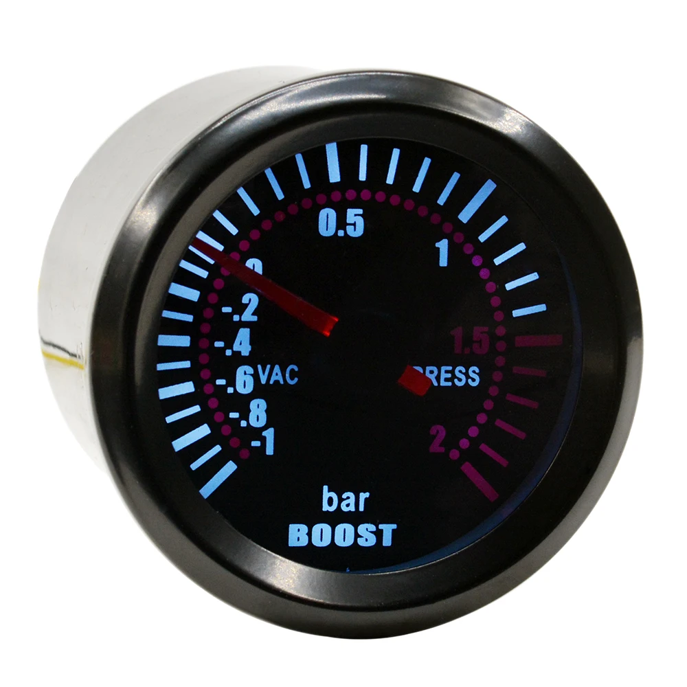 드래곤 52mm 선글라스형 흰색 백라이트 자동차 개조 터빈 부스트 게이지 터보 진공 압력계