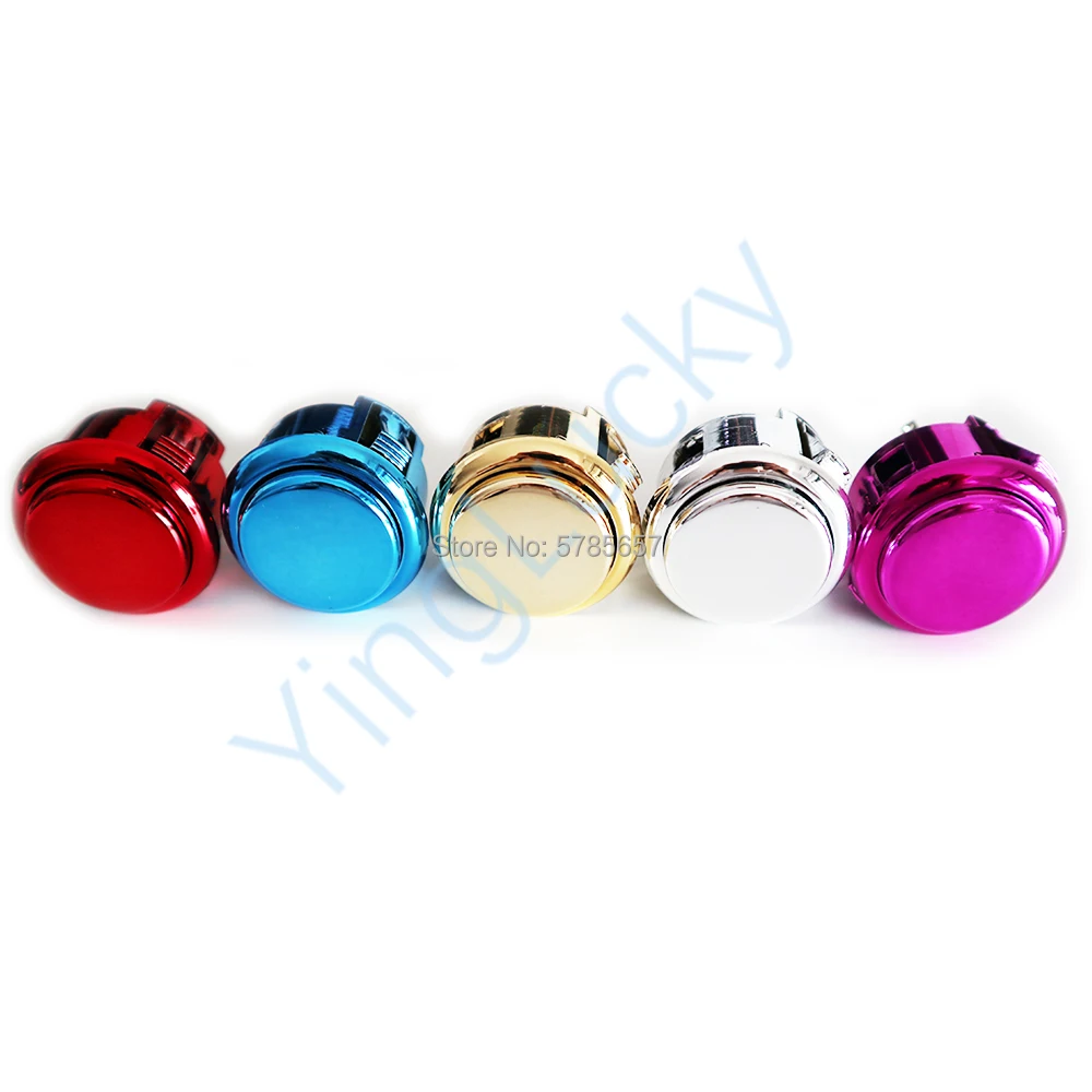 Sanwa-Gilded Push Button for Arcade, Copy Button, Zero Delay Arcade Kit, 12V, 5 Colors to Choose, 1PC, 24mm, 30mm