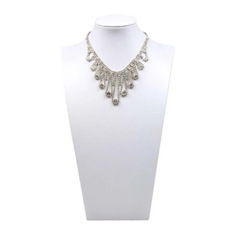 High Quality White PU Leather Jewelry Display Necklace Bust Pendants Stand Choker Holder Jewellery Rack Show 3 Options Model