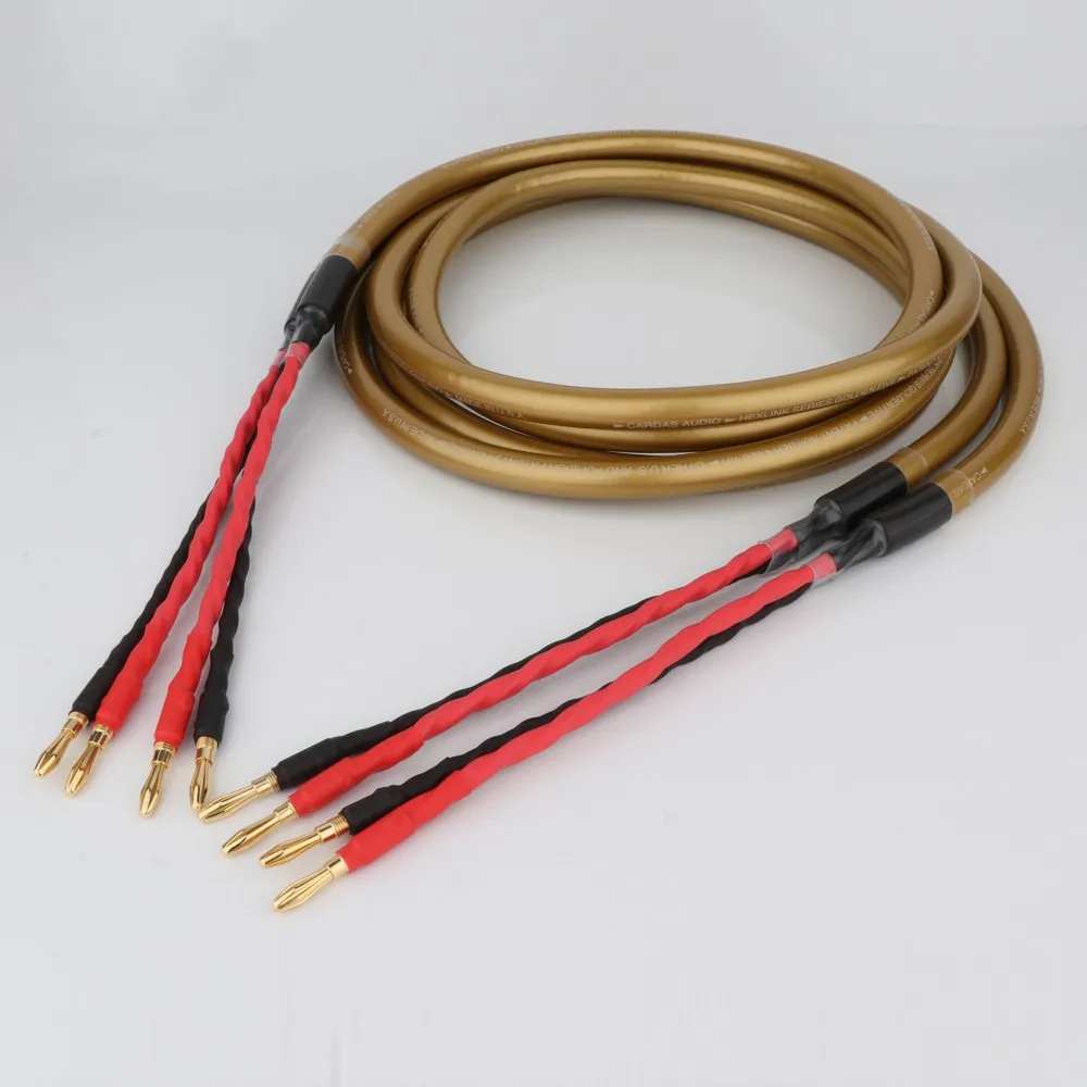 Pair Cardas Hexlink Gold Five 5-C OCC Copper HiFi Speaker Cable hi-end Crystal Copper Loud Speaker Cable With Banana Plug