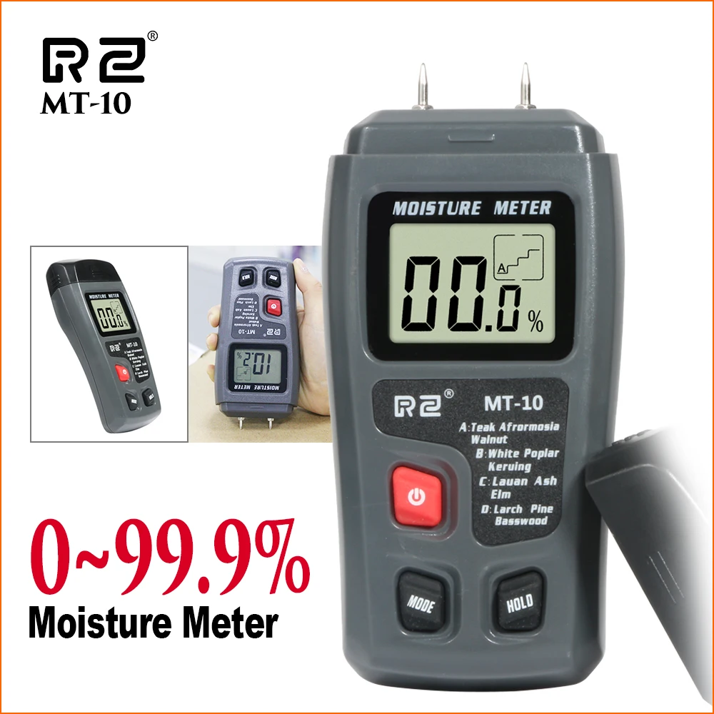 RZ Moisture Meters Wood Moisture Meter Portable Digital Humidity Meter Hygrometer 0~99.9% Wood Moisture Meter