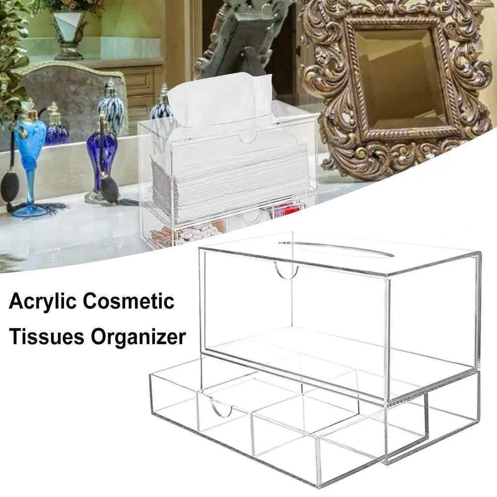 Acrylic Transparent Drawers Makeup Organizer Tissues Holder Dust-Proof Cosmetic Storage Box 4 Drawer Desk Organizer Storage