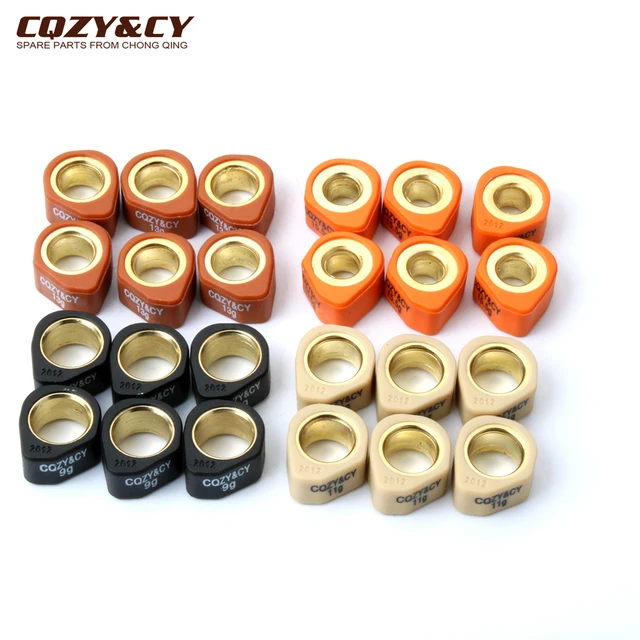 6-częściowy zestaw rolek / obciążniki wariatora 20x12mm 9g 11g 13g 15.5g do skutera MBK Doodo Flame R F X 125 Skyliner Thunder 125cc 150cc