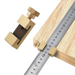 Righello in acciaio blocco di posizionamento ottone angolo Scriber Line Marking Gauge per righello Locator strumenti di misurazione Scriber per carpenteria fai da te