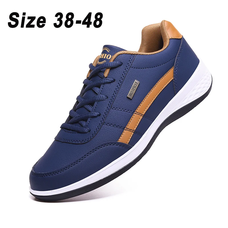 2021 Leather Men Shoes Sneakers Big Size 48 Men Casual Shoes Italian Breathable Leisure Male Non-Slip Footwear Vulcanized Shoes