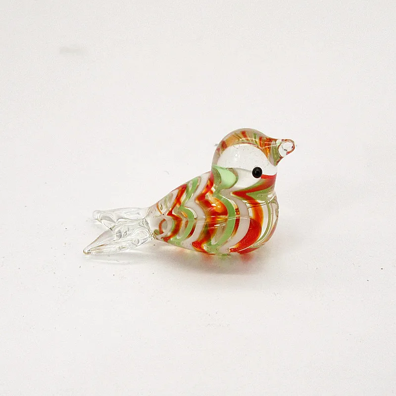 Custom Handmade Mini Thumb Size Design Glass Bird Figurine Easter Colorful Lovely Animal Ornaments Home Garden Decor Accessories