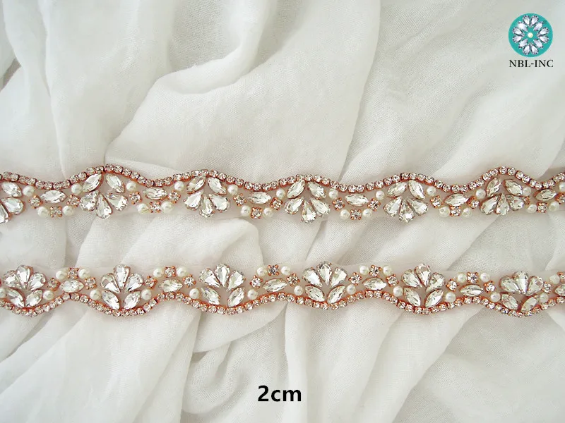 (1 YARD) Rhinestone bridal belt wedding pearl trim with crystals wedding dress accessories belt sash for wedding dress WDD0405