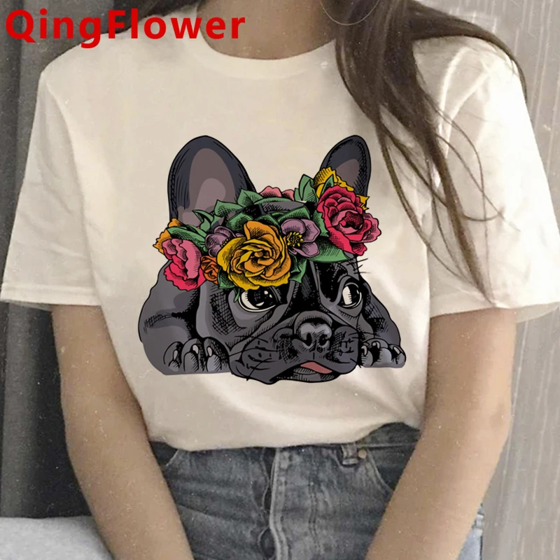 Kawaii French Bulldog T Shirt Women Funny Summer Tops Cartoon T-shirt Grunge Graphic Tees Fashion Aesthetic Unisex Tshirt Female