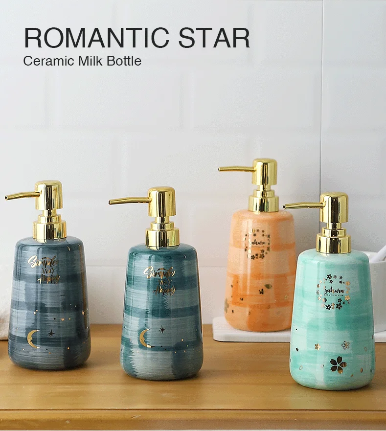 

Ceramic ins wind hand washing bottle, bathroom shower bottle, toilet, bottled, pressed bottle, model room, emulsion bottle.